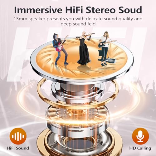 MOZOTER S8 Mini Wireless Earbuds, Bluetooth 5.3, 60Hrs Playtime, Deep Bass, Sport-Pink