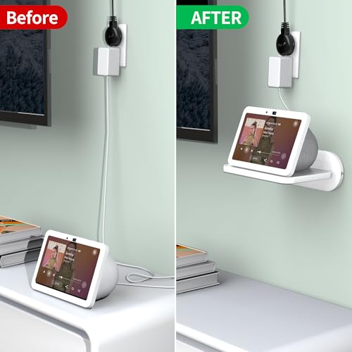 Google Nest Hub Max Wall Mount Shelf Holder - White, Compatible, Space-Saving