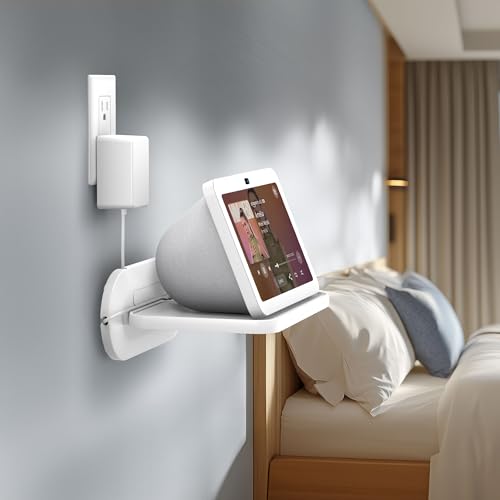 Google Nest Hub Max Wall Mount Shelf Holder - White, Compatible, Space-Saving
