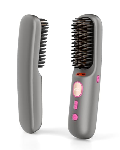 Portable Cordless Hair Straightener Brush, Mini Hot Brush for Women, USB-C Rechargeable, 200 Million Negative Ions