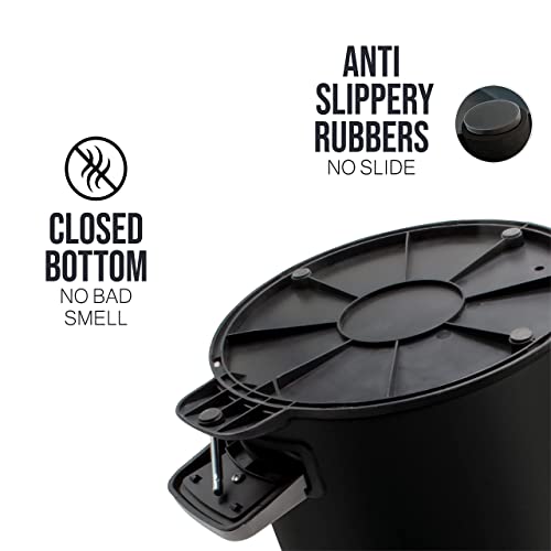 Kazai 3L Bamboo Bathroom Bin | Soft Closing, Anti-Finger Tech | Black