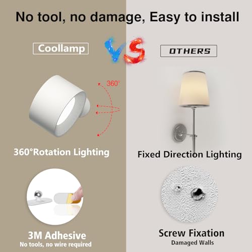 Coollamp LED Wall Light: 3 Color Modes, Magnetic Touch Control