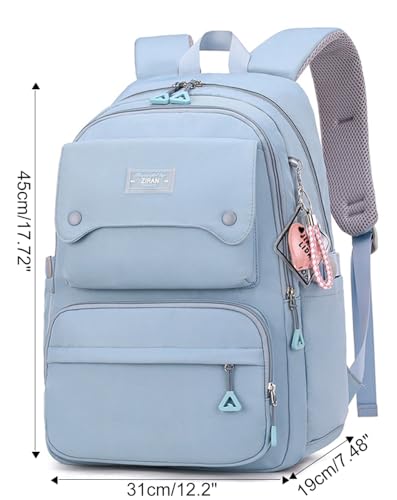 JiaYou Casual Backpack for Teen Girls & Women - School & Travel Laptop Bag, 26L, Blue