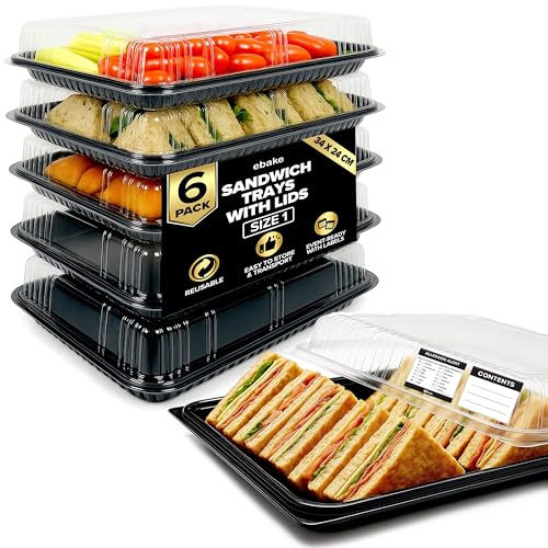 Party Platter Trays with Lids - Heavy Duty Plastic Catering Set for Events & Buffets - Clear Lid - 13 inch