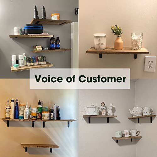 Mardili Rustic Wood Wall Shelf Set, 5 Shelves, Light Brown