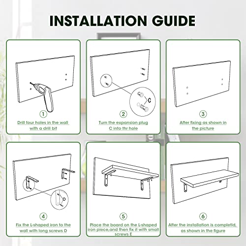 Mardili Rustic Wood Wall Shelf Set, 5 Shelves, Light Brown
