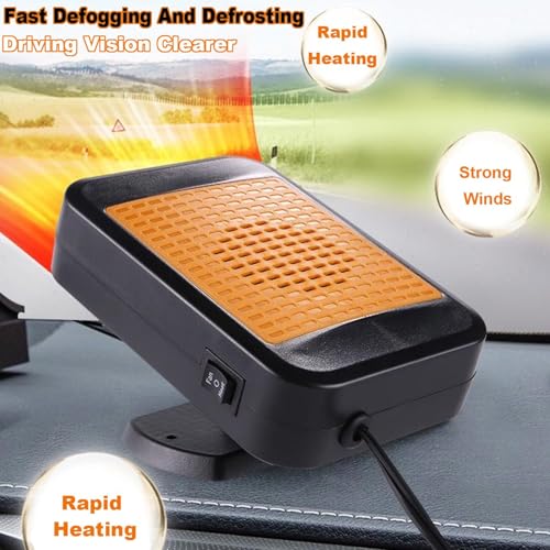 Portable Car Heater & Defroster, 12V Fan with 360° Rotation