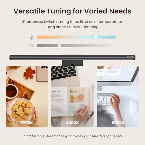 YEELIGHT Monitor Light Bar: Computer Lamp, 250LM Eye-Care LED, Touch Control USB, Stepless Dimming, Home Office Reading Lamp