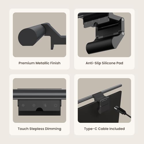 YEELIGHT Monitor Light Bar: Computer Lamp, 250LM Eye-Care LED, Touch Control USB, Stepless Dimming, Home Office Reading Lamp