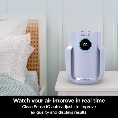 Shark Air Purifier: 5-Year HEPA Filter, 99.97% Allergen Traps, Quiet Operation, Lilac Display
