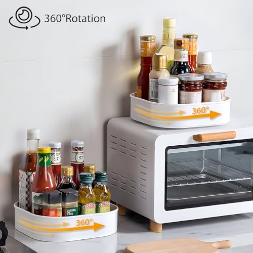 Semlos Lazy Susan Turntable Organizer for Kitchen Storage, 9" Revolving Spice Rack, Non-Slip Holder