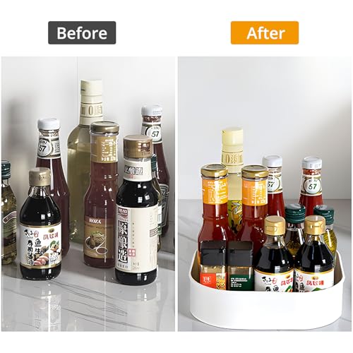 Semlos Lazy Susan Turntable Organizer for Kitchen Storage, 9" Revolving Spice Rack, Non-Slip Holder