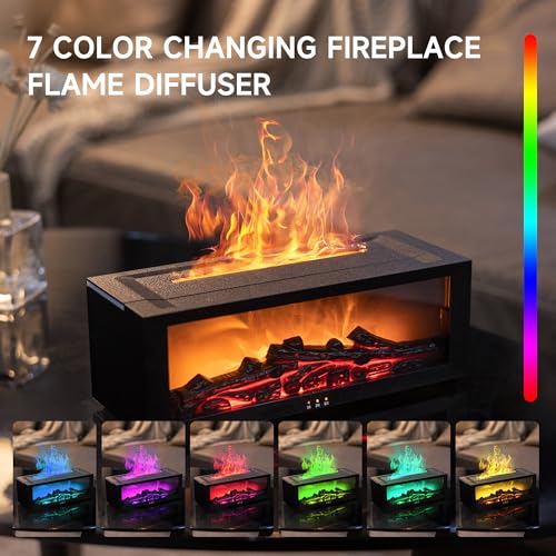 Flame Air Diffuser Humidifier, 7 Colors Aromatherapy, Timer, Home, Bedroom, Office, Yoga
