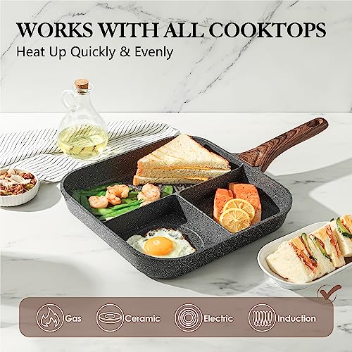 Sensarte 11-Inch Square Grill Pan: Nonstick Breakfast Skillet