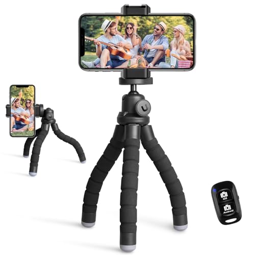 Ubeesize Portable Phone Tripod with Wireless Remote - Flexible Stand for Video Recording