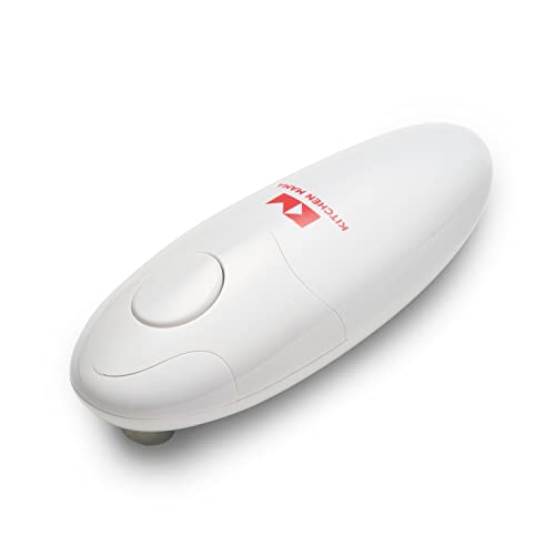 Kitchen Mama Electric Can Opener: Open Cans with Ease - Automatic, Hands-Free, Smooth Edge - Food-Safe - Battery Operated - White
