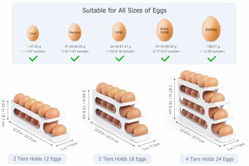 Space-saving Egg Holder: Auto Rolling Dispenser for 12 Eggs