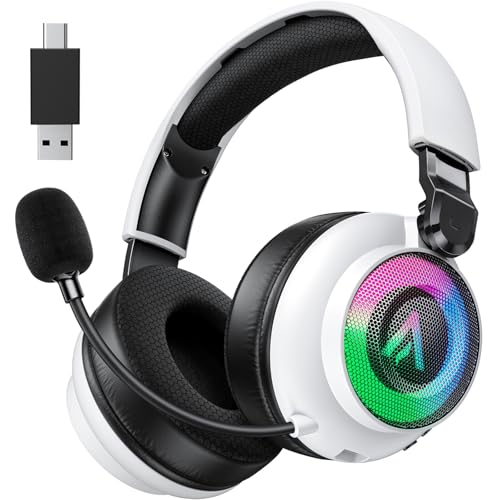 GamerTech Wireless Headset - PS5 PS4 PC Switch - 7.1 Surround Sound, 40H Battery, Noise-Cancelling Mic, RGB Lighting