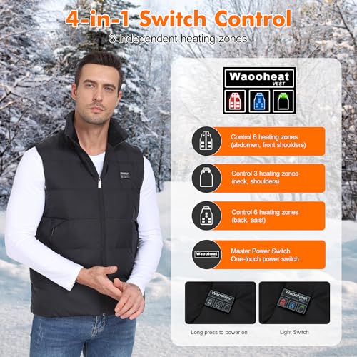 Baowenqier Men's Heated Gilet - 15 Heat Zones, 10000mAh Power Bank - Outdoor Ski, Hiking, Riding