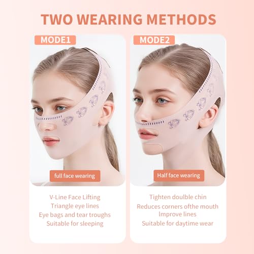 V Line Lifting Mask & Chin Reducer Strap for Women, Breathable Jaw Exerciser