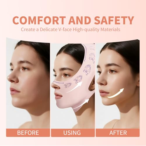 V Line Lifting Mask & Chin Reducer Strap for Women, Breathable Jaw Exerciser