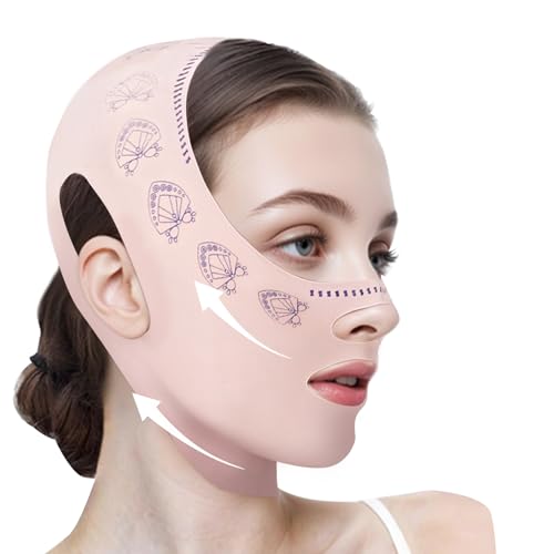 V Line Lifting Mask & Chin Reducer Strap for Women, Breathable Jaw Exerciser