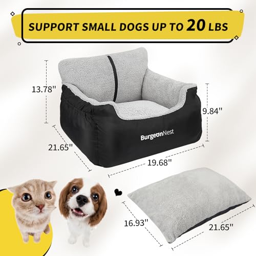 BurgeonNest Dog Car Seat: Soft Travel Bed for Small Dogs