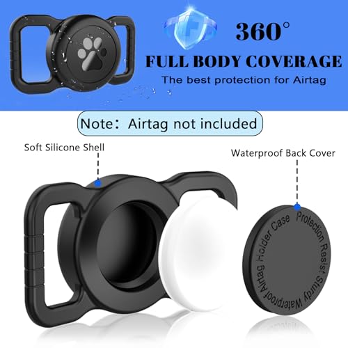 SANKALA Dog Collar Holder for Airtag, Waterproof Silicone Anti-Lost Protective Apple Air Tag - Fits All Width Collars