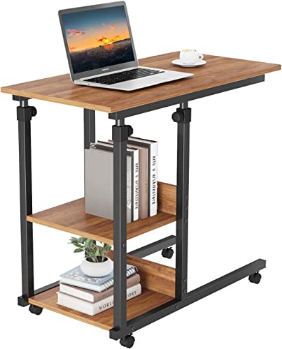 Dripex C-Shaped Side Table: Adjustable Laptop Table with Storage Shelves - Space-Saving Coffee Snack Table for Living Room