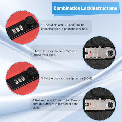 Portable Handgun Case with Lock Box and Security Cable, Small Safe for Travel, Home, Camping