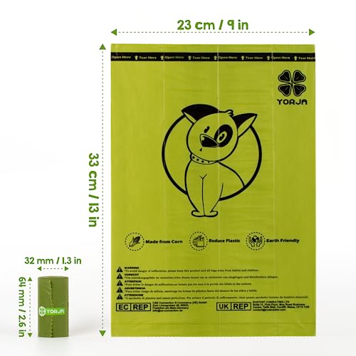 YORJA Dog Waste Bags, 360 Rolls, Leak-Proof, Extra Thick, Corn Starch Blend