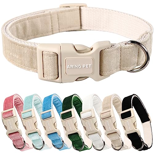 ARING PET Soft Cotton Dog Collar for Small to Large Dogs - Lightweight & Comfortable with Quick Release Buckle