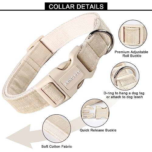 ARING PET Soft Cotton Dog Collar for Small to Large Dogs - Lightweight & Comfortable with Quick Release Buckle