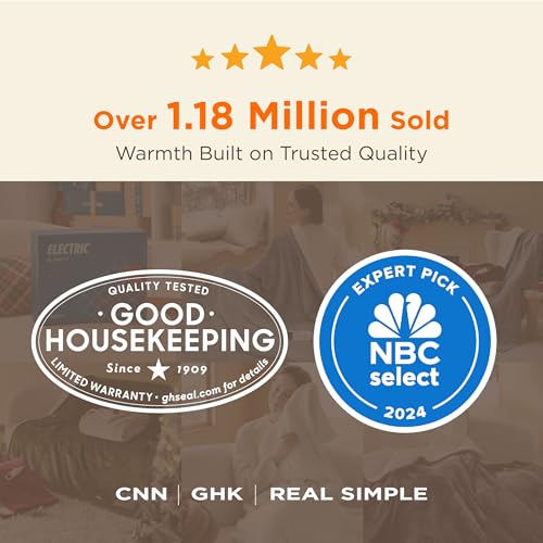 Bedsure Heated Throw Blanket - Fast Heating, Soft Flannel, 4 Time Settings