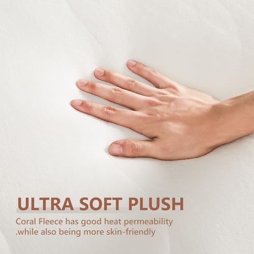 Homemate Heated Mattress Pad Queen Size, Coral Fleece, 5 Heat Settings, Dual Controller, Auto Off, 10 Hrs, 80"x60