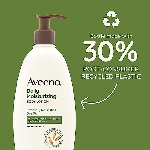 Aveeno Moisturizing Body Lotion, Prebiotic Oat, Fragrance-Free, 48-Hour Moisturizer - Dry Skin, Sensitive Skin, Non-Greasy - 18 inch