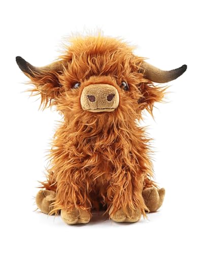 Sylona Highland Cow Plush Toy - Fluffy Teddy Stuffed Animal - Adorable & Safe Gift for Kids - Perfect Cuddly Companion