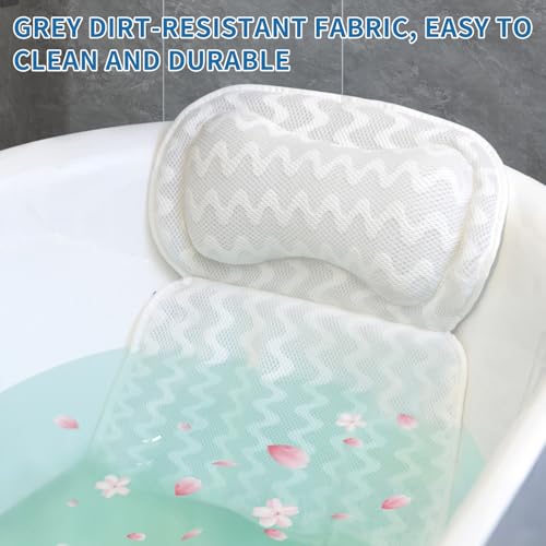 Luxury Bath Pillow for Tub - Soft Full Body Cushion with 4D Air Mesh - Neck, Back & Head Support - Skin-Friendly & Quick-Drying