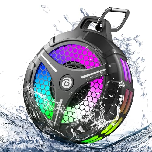 Portable Waterproof Bluetooth Shower Speaker, Strong Suction Cup, Wireless IPX7, Stereo Sound, Deep Bass, TWS Pairs, RGB Lights