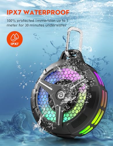 Portable Waterproof Bluetooth Shower Speaker, Strong Suction Cup, Wireless IPX7, Stereo Sound, Deep Bass, TWS Pairs, RGB Lights