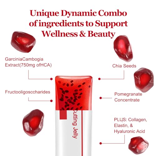 Coleology Garcinia Cambogia Chia Collagen Sticks for Detox & Digestion, Pomegranate Flavor, 10-Day Supply