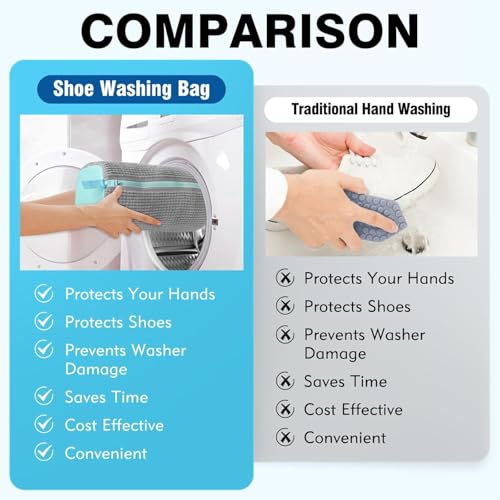 Laundry Shoe Bag for Washer and Dryer, 2Pcs Reusable Sneaker Cleaning Kit