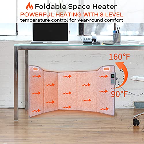 Foldable Space Heater: Quiet Office & Home Foot Warmer, Thermostat, Timer