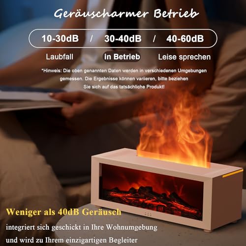 Holwim LED Fireplace Aroma Diffuser, Essential Oil Fragrance, 7 Colors Flame Effect, 150ml Humidifier, Remote Control