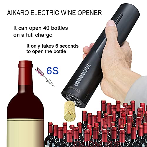 AIKARO Electric Wine Opener: Automatic Corkscrew, Rechargeable