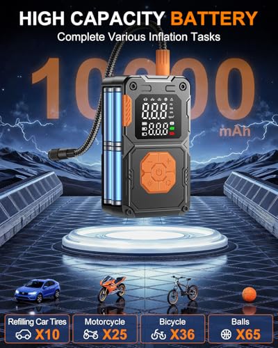 Portable Cordless Tire Inflator Pump with Digital Gauge for Car, Bike - Auto Shutoff
