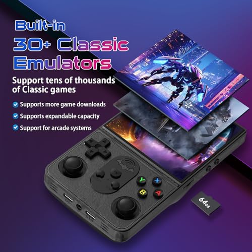 PROMAX Retro Handheld Game Console, 4-inch IPS Screen, Linux System, 64GB Memory, Portable Arcade Video Game