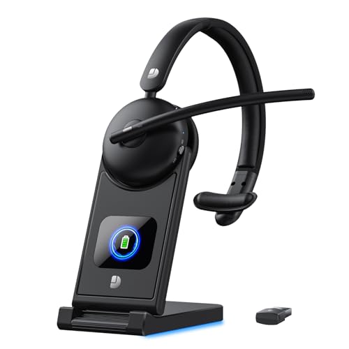 Brand Wireless Headset: Noise Cancelling Mic, 65H Worktime, Fast Charge Bluetooth for Work/PC/Call Center
