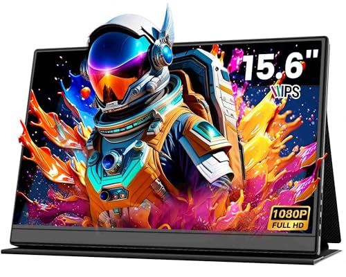 Ultra-Slim 15.6 Inch FHD Portable Monitor, Anti-Glare IPS, Dual Type-C HDMI, Built-in Speakers - Laptop PC Mac Phone PS4/5 Xbox