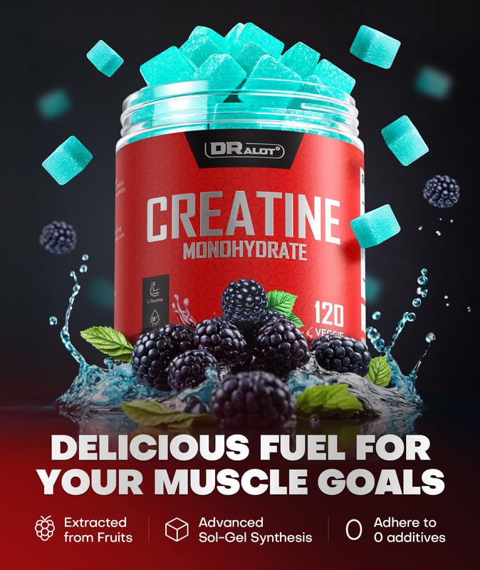 Creatine Gummies for 15% More Strength & Energy, Pre-Workout Complex for Women & Men with 5000mg Creatine - Vegan